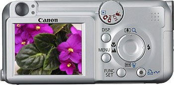 Câmera digital Canon PowerShot A460 - Costas - Cortesia Canon, editada pelo Câmera versus Câmera