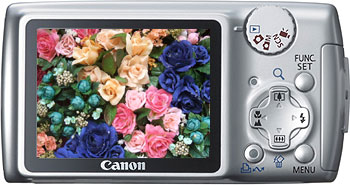 Câmera digital Canon PowerShot A470 -   Prata, Costas - Cortesia Canon, editada pelo Câmera versus Câmera