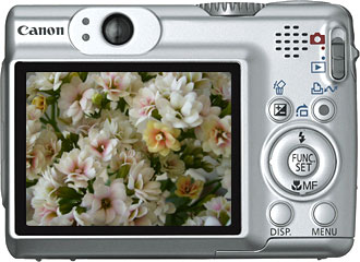 Câmera digital Canon PowerShot A570 IS - Costas - Cortesia Canon, editada pelo Câmera versus Câmera
