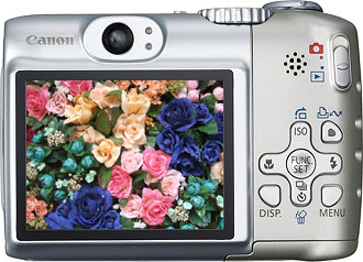 Câmera digital Canon PowerShot A580 - Costas - Cortesia Canon, editada pelo Câmera versus Câmera