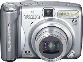 Câmera digital Canon PowerShot A720 IS - Cortesia Canon, editada pelo Câmera versus Câmera
