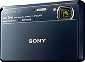 Máquina digital Sony Cyber-shot DSC-TX7 - Frente - Cortesia da Sony, editada pelo Câmera versus Câmera