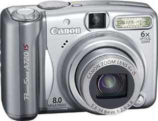 Câmera digital Canon PowerShot A720 IS - Cortesia Canon, editada pelo Câmera versus Câmera