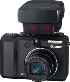Câmera digital Canon PowerShot G9 - Equipada com unidade de flash externo