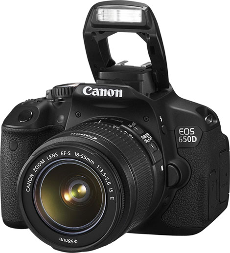 Câmera digital Canon EOS Rebel T4i / Canon EOS 650D - Diagonal, Flash Pop-Up Erguido