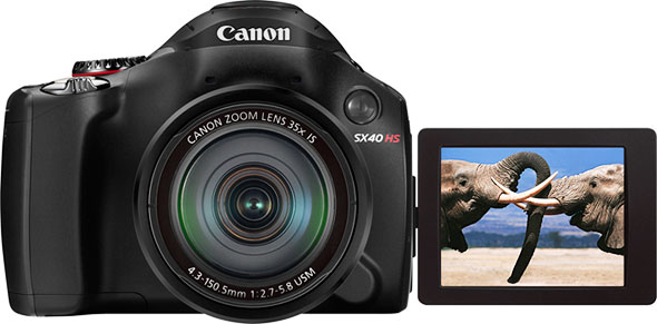 Câmera digital Canon PowerShot SX40 HS - Monitor voltado para o assunto