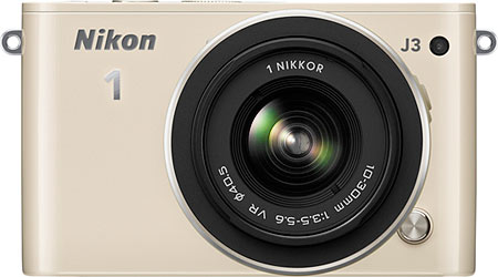 Câmera digital Nikon 1 J3 - Frente, Cor Creme