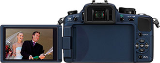 Máquina digital Panasonic Lumix DMC-G1 - Costas - Cortesia da Panasonic, editada pelo Câmera versus Câmera