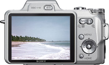 Câmera digital Sony Cyber-shot DSC-H10 - Prata, Costas