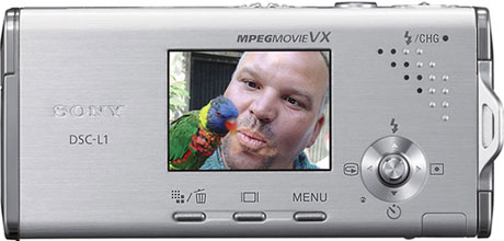 Câmera digital Sony Cyber-shot DSC-L1 - Prata, Costas