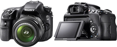 Máquina digital Sony Alpha SLT-A58 - Frente e Costas, Tela Inclinável