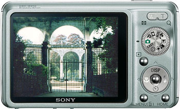 Câmera digital Sony Cyber-shot DSC-W210 - Verde, Costas