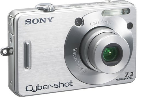 Câmera digital Sony Cyber-shot DSC-W70 - Prata, Diagonal Frente