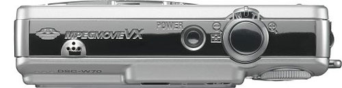 Câmera digital Sony Cyber-shot DSC-W70 - Prata, Topo